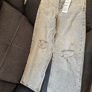 Denim&Co Light Gray Kids Wide-Leg Distressed Jeans